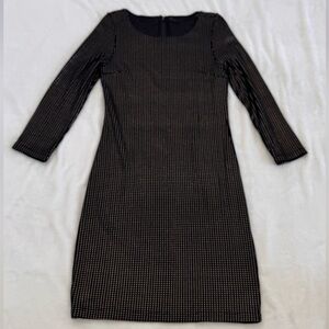 Alice + Olivia Size Medium Long Sleeve Fitted Dress. Black with gold ‘dots”